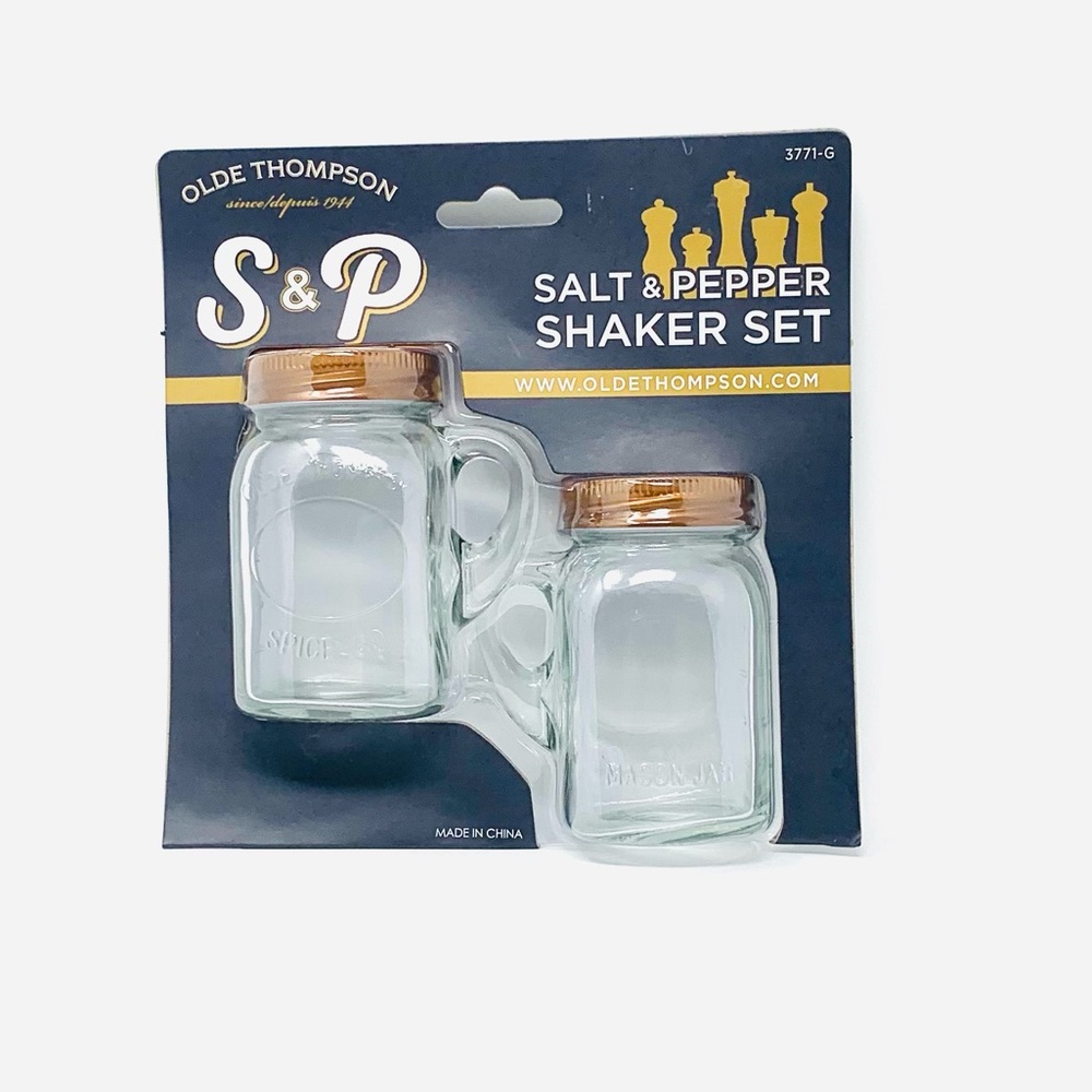 NWT Olde Thompson 3771-G Mason Jar Salt & Pepper Shaker Set